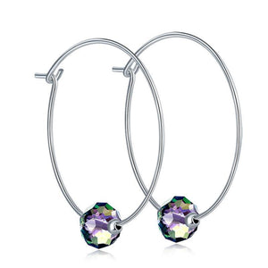 Austrian Crystal 925 Sterling Silver Hoop Earrings MXFE8136