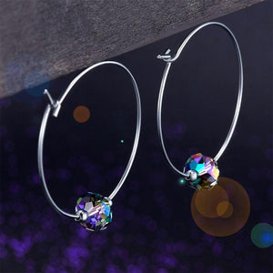 Austrian Crystal 925 Sterling Silver Hoop Earrings MXFE8136