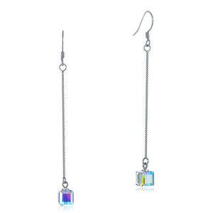 Austrian Crystal Dangle Drop Line 925 Sterling Silver Earrings MXFE8142