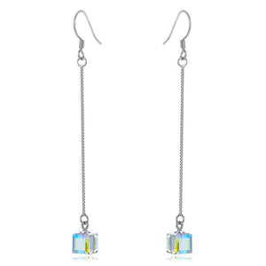 Austrian Crystal Dangle Drop Line 925 Sterling Silver Earrings MXFE8142