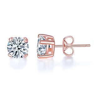 1 Carat Created Zirconia Stud Earrings 925 Sterling Silver Rose Gold Plated MXFE8151