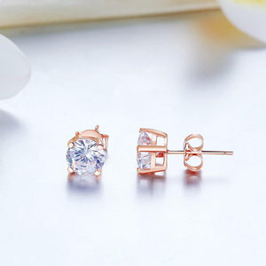 1 Carat Created Zirconia Stud Earrings 925 Sterling Silver Rose Gold Plated MXFE8151