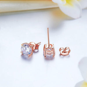 1 Carat Created Zirconia Stud Earrings 925 Sterling Silver Rose Gold Plated MXFE8151