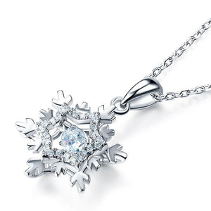 Dancing Stone Snowflake Pendant Necklace 925 Sterling Silver MXFN8055