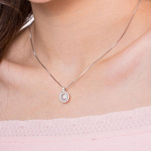 Dancing Stone Halo Pendant Necklace Solid 925 Sterling Silver MXFN8057