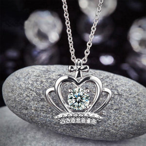 Crown Pendant Necklace Solid 925 Sterling Silver Jewelry Created Zirconia MXFN8058