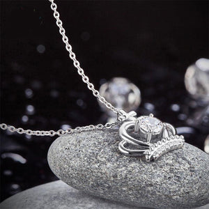Crown Pendant Necklace Solid 925 Sterling Silver Jewelry Created Zirconia MXFN8058
