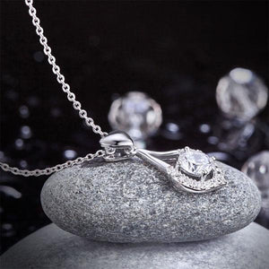 Heart Tear Drop Pendant Necklace 925 Sterling Silver Jewelry Created Zirconia MXFN8059