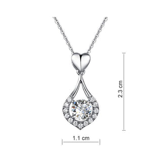 Heart Tear Drop Pendant Necklace 925 Sterling Silver Jewelry Created Zirconia MXFN8059