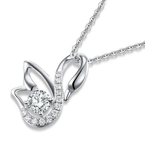 Swan Pendant Necklace 925 Sterling Silver Jewelry Created Zirconia MXFN8061