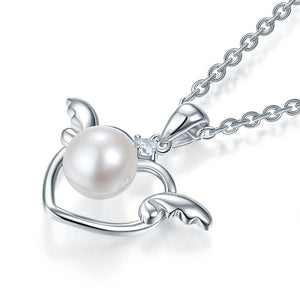 Kids Girl Angel Heart Pendant Necklace 925 Sterling Silver Children Jewelry MXFN8072