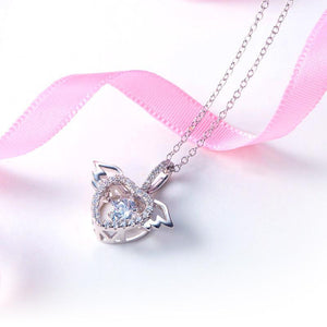 Heart Angel Wing Dancing Stone Pendant Necklace 925 Sterling Silver MXFN8081