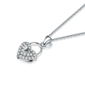 Love Heart Lock 925 Sterling Silver Pendant Necklace Lady Jewelry MXFN8084