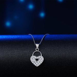 Love Heart Lock 925 Sterling Silver Pendant Necklace Lady Jewelry MXFN8084