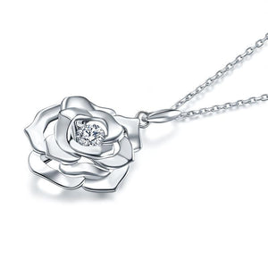 Rose Dancing Stone Pendant Necklace 925 Sterling Silver MXFN8087