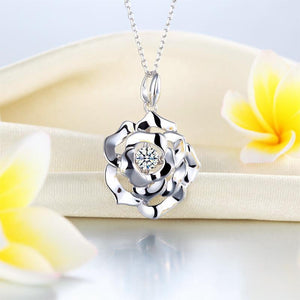 Rose Dancing Stone Pendant Necklace 925 Sterling Silver MXFN8087