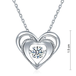 Heart Dancing Stone Pendant Necklace 925 Sterling Silver MXFN8088
