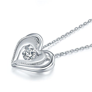 Heart Dancing Stone Pendant Necklace 925 Sterling Silver MXFN8088