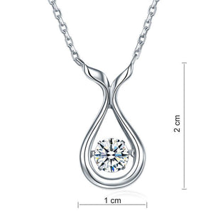 Dancing Stone Water Drop Necklace 925 Sterling Silver Simple Elegant MXFN8091