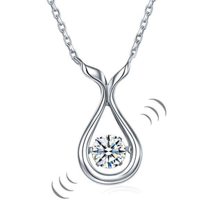 Dancing Stone Water Drop Necklace 925 Sterling Silver Simple Elegant MXFN8091