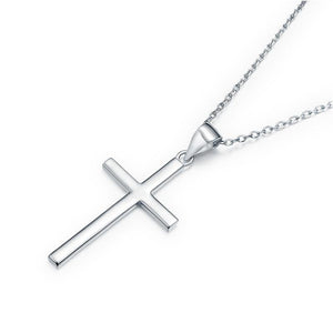 925 Sterling Silver Solid Cross Pendant Necklace MXFN8114