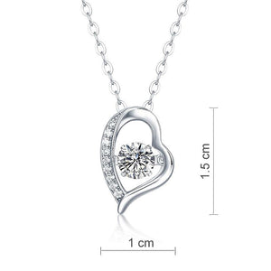 0.5 Carat Moissanite Diamond Dancing Stone Heart Necklace 925 Sterling Silver MXFN8135