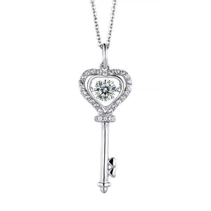 1 Carat Moissanite Diamond Dancing Stone Key Necklace 925 Sterling Silver MXFN8138
