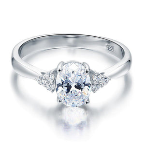Solid 925 Sterling Silver Promise Ring Affordable Wedding Oval Cut Created Diamante MXFR8123