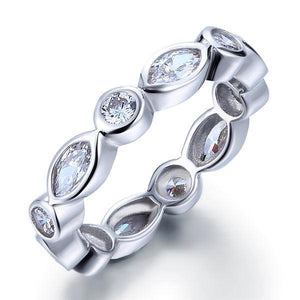 Marquise Solid 925 Sterling Silver Ring Eternity Band Wedding Jewelry MXFR8140