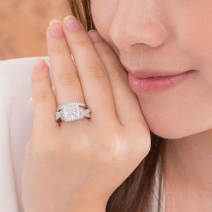 Solid 925 Sterling Silver Wedding Anniversary Engagement Ring Set Vintage Style Princess MXFR8234