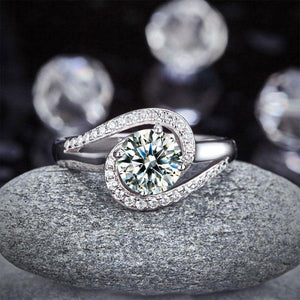Twist Curl 925 Sterling Silver Wedding Engagement Ring 1.25 Ct Created Zirconia MXFR8245