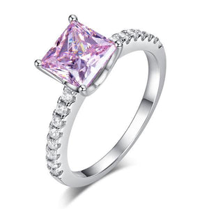 1.5 Ct Fancy Pink Created Zirconia 925 Sterling Silver Wedding Ring Promise Anniversary MXFR8246