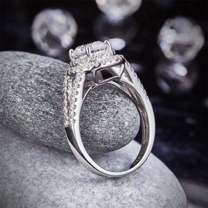 Double Halo 925 Sterling Silver Wedding Engagement Ring 1.25 Ct Created Zirconia Promise Anniversary MXFR8253