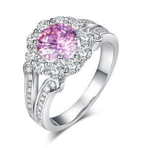 Art Deco Vintage style 925 Sterling Silver Wedding Ring 1.25 Ct Fancy Pink Created Zirconia Promise Anniversary MXFR8254