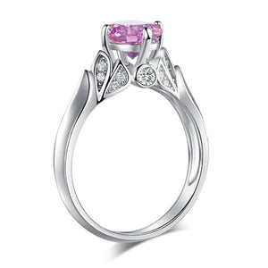 Flower 925 Sterling Silver Wedding Promise Anniversary Ring 1.25 Ct Fancy Pink Created Zirconia Jewelry MXFR8258