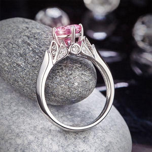 Flower 925 Sterling Silver Wedding Promise Anniversary Ring 1.25 Ct Fancy Pink Created Zirconia Jewelry MXFR8258