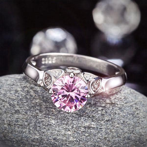 Flower 925 Sterling Silver Wedding Promise Anniversary Ring 1.25 Ct Fancy Pink Created Zirconia Jewelry MXFR8258