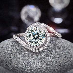 Twist Curl 925 Sterling Silver Wedding Engagement Ring 2 Ct Created Zirconia MXFR8261