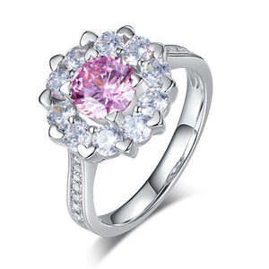 Snowflake 925 Sterling Silver Wedding Promise Anniversary Ring 1 Ct Fancy Pink Created Zirconia MXFR8264