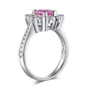 Snowflake 925 Sterling Silver Wedding Promise Anniversary Ring 1 Ct Fancy Pink Created Zirconia MXFR8264