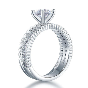 Solid 925 Sterling Silver 2-Pcs Wedding Engagement Ring Set 1 Ct Created Diamante Jewelry MXFR8276