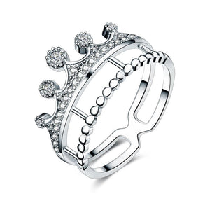 Solid 925 Sterling Silver Ring Crown Shape CZ for Lady Trendy Stylish Jewelry MXFR8277