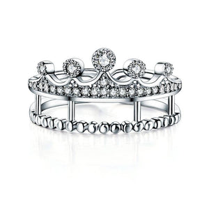 Solid 925 Sterling Silver Ring Crown Shape CZ for Lady Trendy Stylish Jewelry MXFR8277