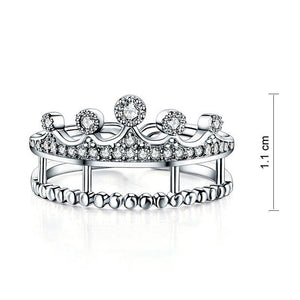 Solid 925 Sterling Silver Ring Crown Shape CZ for Lady Trendy Stylish Jewelry MXFR8277