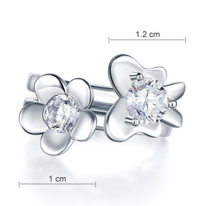 Solid 925 Sterling Silver 2-Pcs Butterfly Flower Ring Set MXFR8281