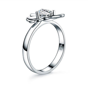 Solid 925 Sterling Silver 2-Pcs Butterfly Flower Ring Set MXFR8281