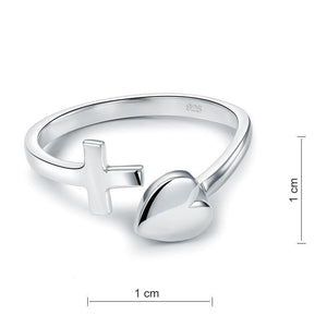 Plain Solid 925 Sterling Silver Ring Cross Heart for Lady Trendy Stylish MXFR8287