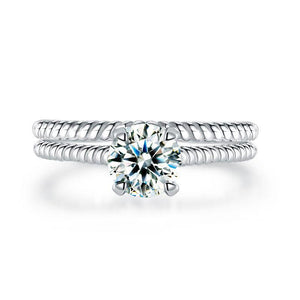 Promise Engagement 2-PC Solid Sterling 925 Silver Twist Solitaire Ring Set Bridal Jewelry MXFR8291