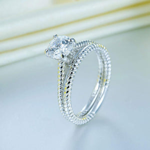 Promise Engagement 2-PC Solid Sterling 925 Silver Twist Solitaire Ring Set Bridal Jewelry MXFR8291