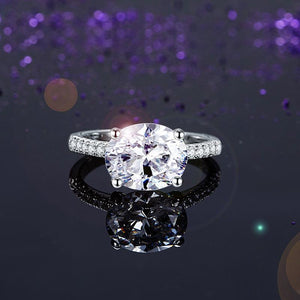 Solid 925 Sterling Silver 4 Carat Wedding Anniversary Ring Oval Cut Luxury Jewelry MXFR8300
